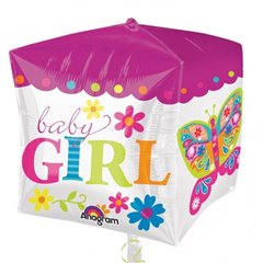 Cubez Pink Baby Girl Foil Balloon, 38 x 40 cm, Amscan 28382, 1 piece