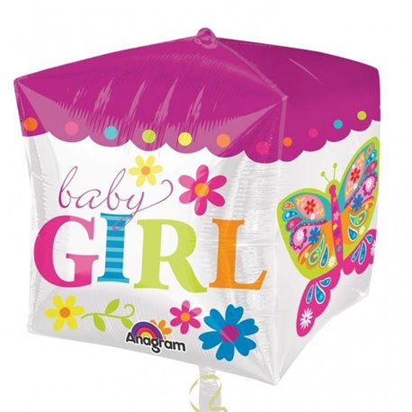 Cubez Pink Baby Girl Foil Balloon, 38 x 40 cm, Amscan 28382, 1 piece