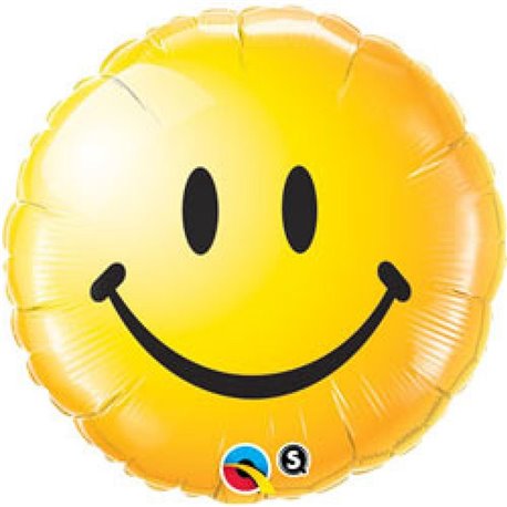 Balon Folie 45 cm Smiley Face Galben, Qualatex 29632