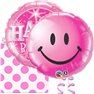 Balon Folie 45 cm Smiley Face Fuchsia, Qualatex 29864
