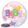 Balon Bubble 22"/56cm Qualatex, Baby Girl, 23598