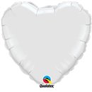 Balon folie alb metalizat in forma de inima - 45 cm, Qualatex 23762, 1 buc