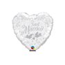Balon Folie 45 cm Just Married Pearl White & Silver, Qualatex 14253