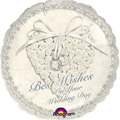 Balon folie 45cm Best Wishes On Your Wedding Day, Amscan 113600