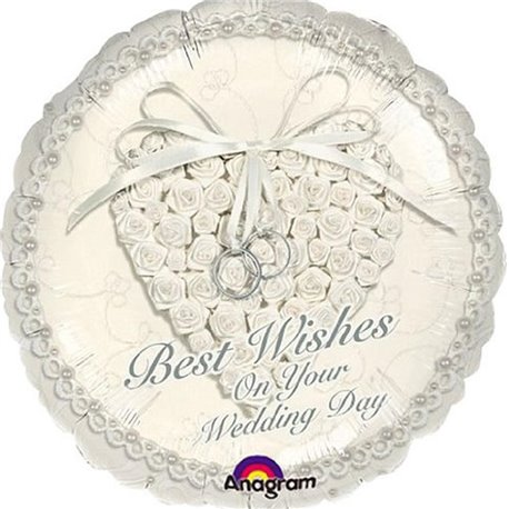 Balon Folie 45 cm Best Wishes On Your Wedding Day, Amscan 113600