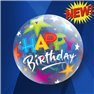 Balon Bubble 22"/56cm Qualatex, Birthday Brilliant Stars, 23595