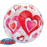 Balon Bubble 22"/56cm Qualatex, cu Inimioare Rosii, 33909