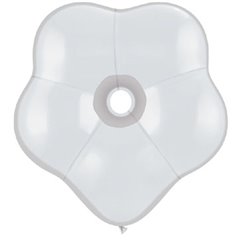 Balon latex floare, GEO Blossom 6", White, Qualatex 37661, Set 50 buc