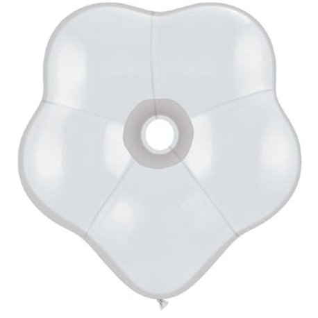 Balon latex floare, GEO Blossom 16", White, Qualatex 37805, set 25 buc