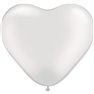 Baloane latex in forma de inima, Pearl White, 6", Qualatex 17732, Set 100 buc