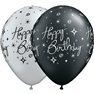 Baloane latex 11" inscriptionate Birthday Elegant Sparkles & Swirls Asortate, Qualatex 25235, set 25 buc