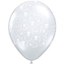 Baloane latex 5" inscriptionate Flowers-A-Round Diamond Clear, Qualatex 39414, set 100 buc