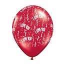 Baloane latex 5" inscriptionate I Love You-A-Round Ruby Red, Qualatex 39511, set 100 buc