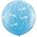Baloane latex Jumbo 3' inscriptionate It&rsquo;s A Boy-A-Round Pale Blue, Qualatex 29167, set 2 buc
