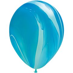 Balon Latex SuperAgate 11 inch (28 cm), Blue Rainbow, Qualatex 91538, set 25 buc
