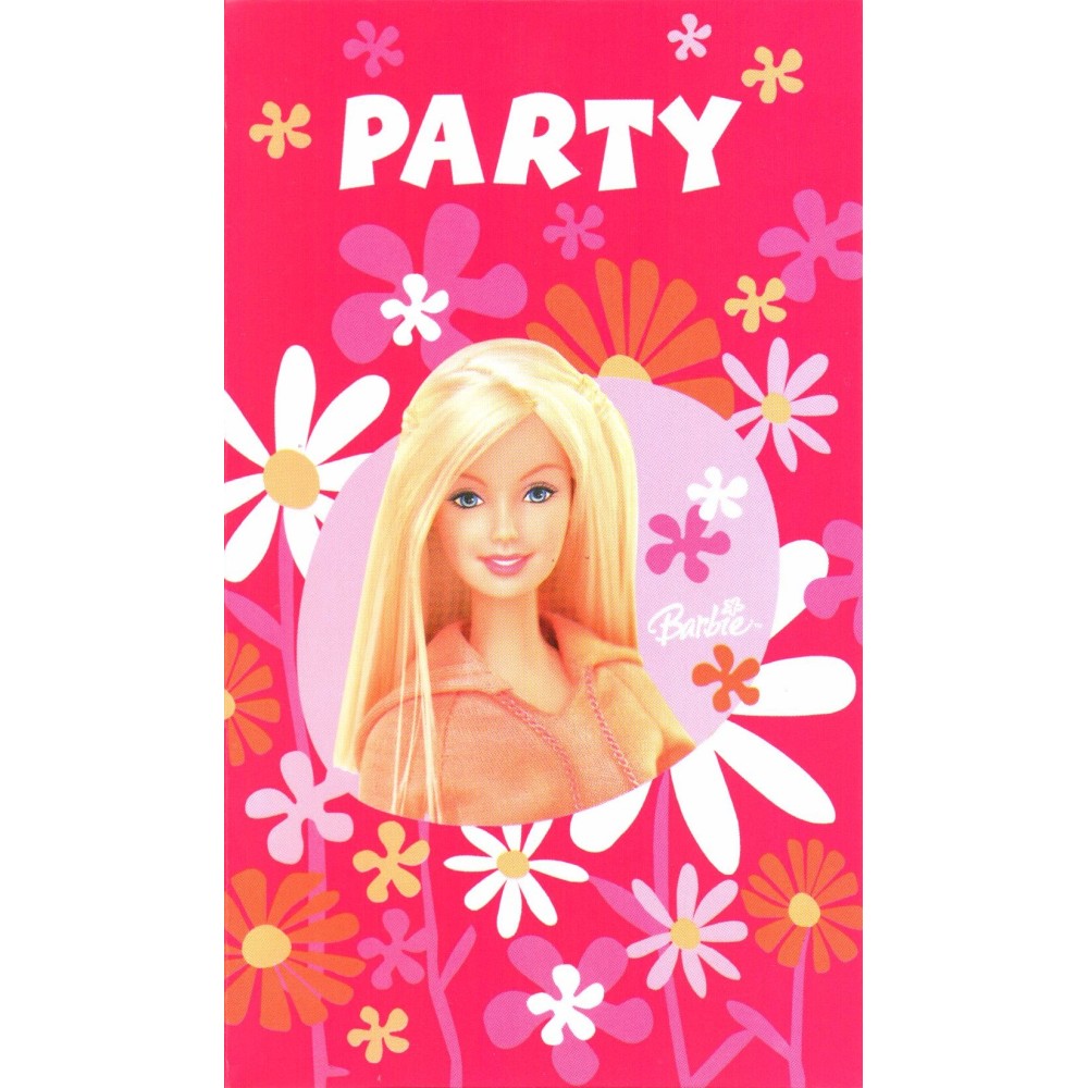 Flare Strip off race Invitatii de petrecere Barbie, Amscan 550375, Set 6 buc