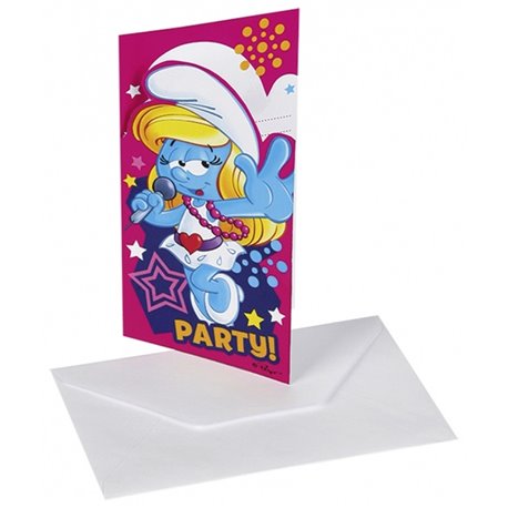 Invitatii de petrecere Strumfi, Amscan RM552505, Set 6 buc