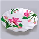 Farfurii albe cu flori fucsia 23 cm pentru petreceri, Radar GVI63040, Set 10 buc