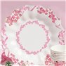 Farfurii albe cu floricele roz 23 cm pentru petreceri, Radar GVI62933, Set 10 buc
