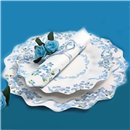 Farfurii albe cu floricele albastre 23 cm pentru petreceri, Radar GVI62939, Set 10 buc