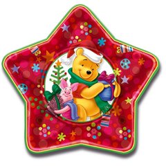 Farfurii petrecere copii 23 cm Winnie the Pooh Christmas, Amscan RM550819, Set 5 buc