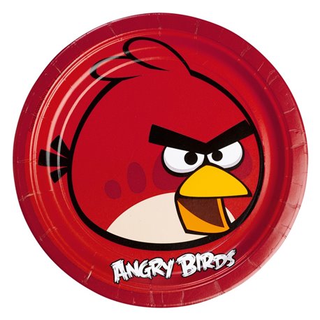 Farfurii petrecere copii 23 cm Angry Birds, Amscan RM552360, Set 8 buc
