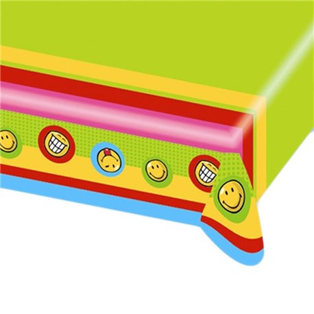 Fata de masa din plastic pentru petrecere copii - Smiley, 180 x 120 cm, Amscan RM551274, 1 buc