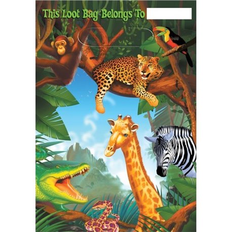 Pungute pentru cadouri copii la petreceri - Safari Party, Amscan 379765, Set 8 buc