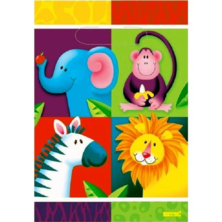 Pungute pentru cadouri copii la petreceri - Jungle Party, Amscan 375028, Set 8 buc