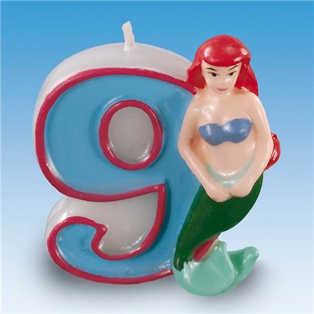 Lumanare aniversara Cifra 9 pentru tort cu Printese Disney, Amscan RM551098, 1 buc