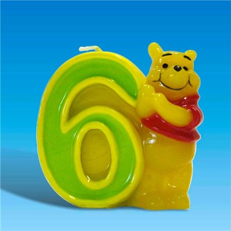 Lumanare aniversara Cifra 6 pentru tort cu Winnie the Pooh, Amscan RM551080, 1 buc