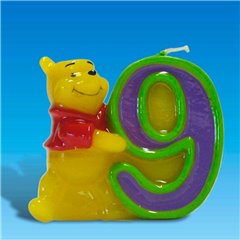 Lumanare aniversara Cifra 9 pentru tort cu Winnie the Pooh, Amscan RM551083, 1 buc