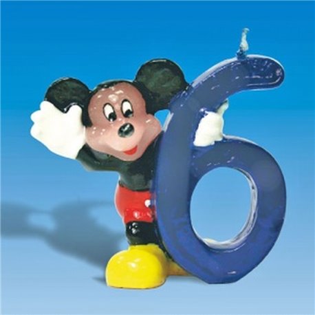 Lumanare aniversara Cifra 6 pentru tort cu Mickey Mouse, Amscan RM551105, 1 buc