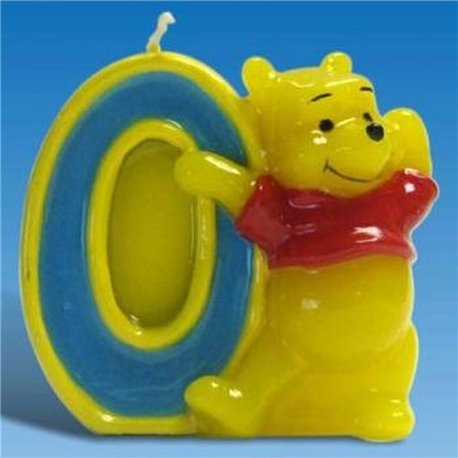 Lumanare aniversara Cifra 0 pentru tort cu Winnie the Pooh, Amscan RM551088, 1 buc