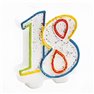 Lumanare aniversara pentru tort 18 ani, Multicolor, Amscan 996452, 1 buc