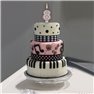 Lumanare aniversara Cifra 8 pentru tort cu buline colorate, Alb & Rosu, Amscan INT176008, 1 buc