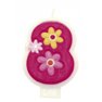 Lumanare aniversara Cifra 8 pentru tort cu floricele roz, Amscan RM551748, 1 buc