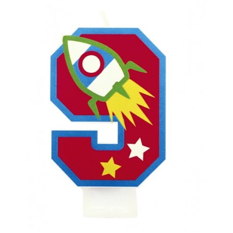 Lumanare aniversara Cifra 9 pentru tort, Amscan RM551759, 1 buc