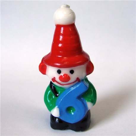 Lumanare aniversara Clovn cu cifra 6 pentru tort, Radar SMFIT.FIG.C6, 1 buc