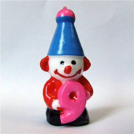 Lumanare aniversara Clovn cu cifra 9 pentru tort, Radar SMFIT.FIG.C9, 1 buc