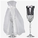 Ornamente pahare de sampanie miri pentru nunta, Amscan 355000, Set 2 buc