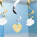 Serpentine decorative pentru petrecere cu inimioare si clopotei, Amscan 679607, Set 5 buc