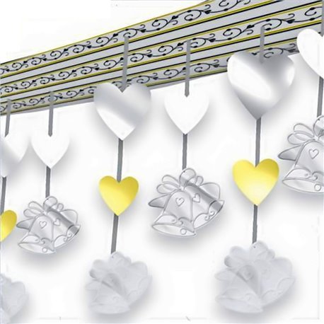 Ornament cu inimioare si clopotei pentru petrecere, 30 m, Amscan 679639, 1 buc