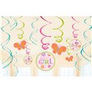 Serpentine decorative Baby Girl pentru petrecere, Amscan 671116, Set 12 buc