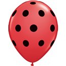 Baloane latex 5''/13cm rosii - Big Polka Dots, Qualatex 26153, Set 100 buc