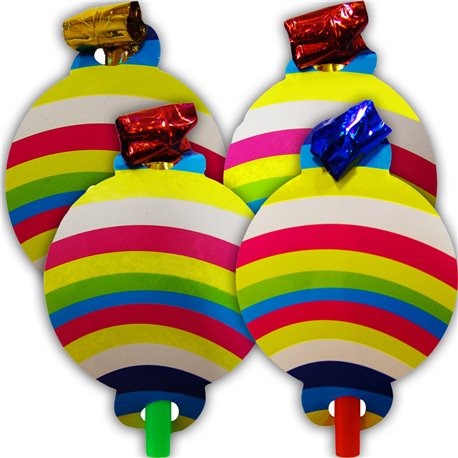 Suflatori asortate Happy Birthday medalion - 12 cm, Radar SMEDALION, Set 4 buc