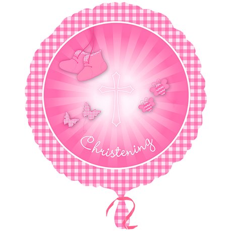 Balon folie 45cm Christening Booties Pink, Amscan 2930601