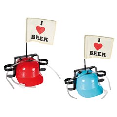 Casca adulti cu suport pentru bauturi si steag "I love beer", OOTB OT93/2066
