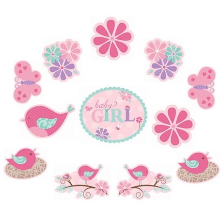 Decupaje pentru decor camera - Baby Girl, Amscan 191121, Set 12 buc