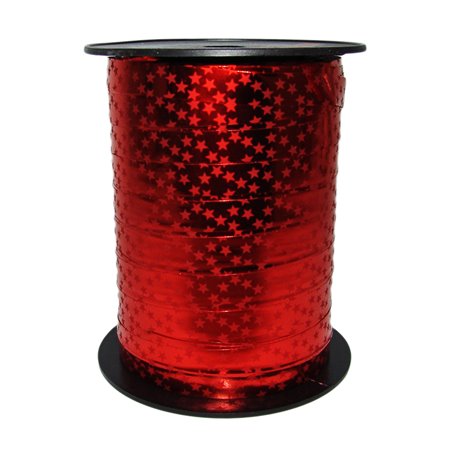 Rafie metalizata rosie cu stelute pentru decoratiuni - 10mm x 150m, Radar B49419